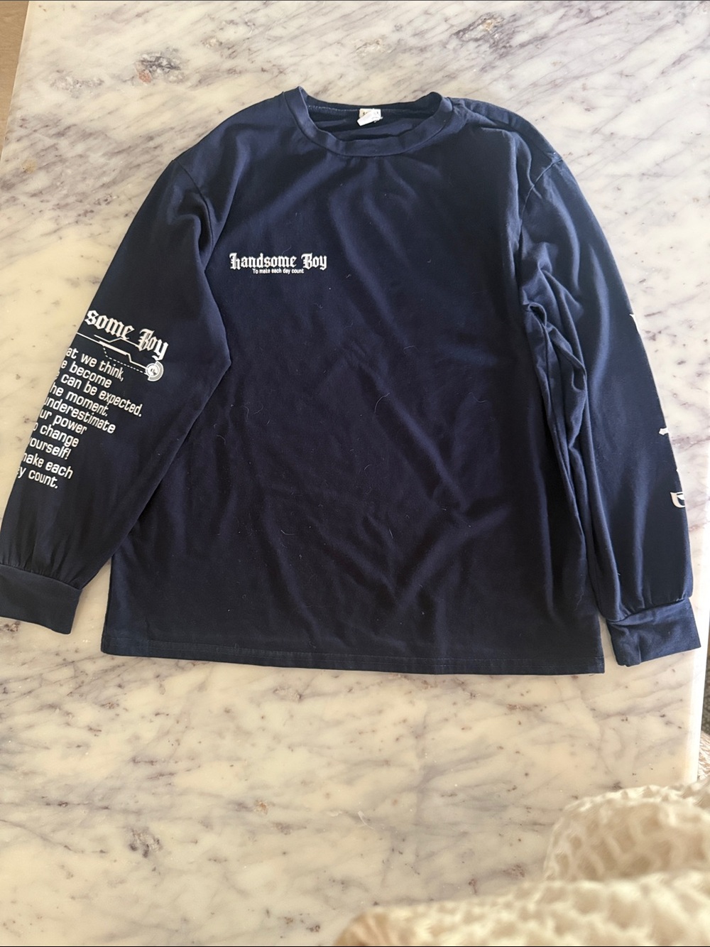 Handsome Boy Black Graphic Long Sleeve Tee